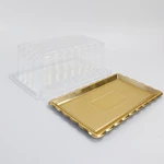 Gold Base Rectangle Cake Container With Lid