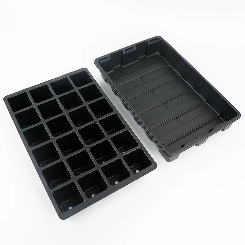 24 Cells Thermoformed Seed Tray Plant Grow Organic Nursery Pots Multi-Function Storage Reusable Seed Tray Flat Plastic Seedling Tray Seed Tray Plug Tray