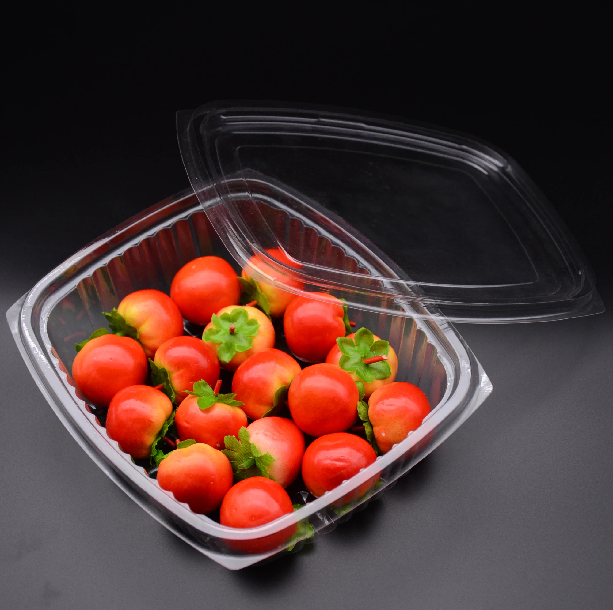 Disposable Plastic Boxes with Cover Portable Fruits Case One-off Takeout Food Containers