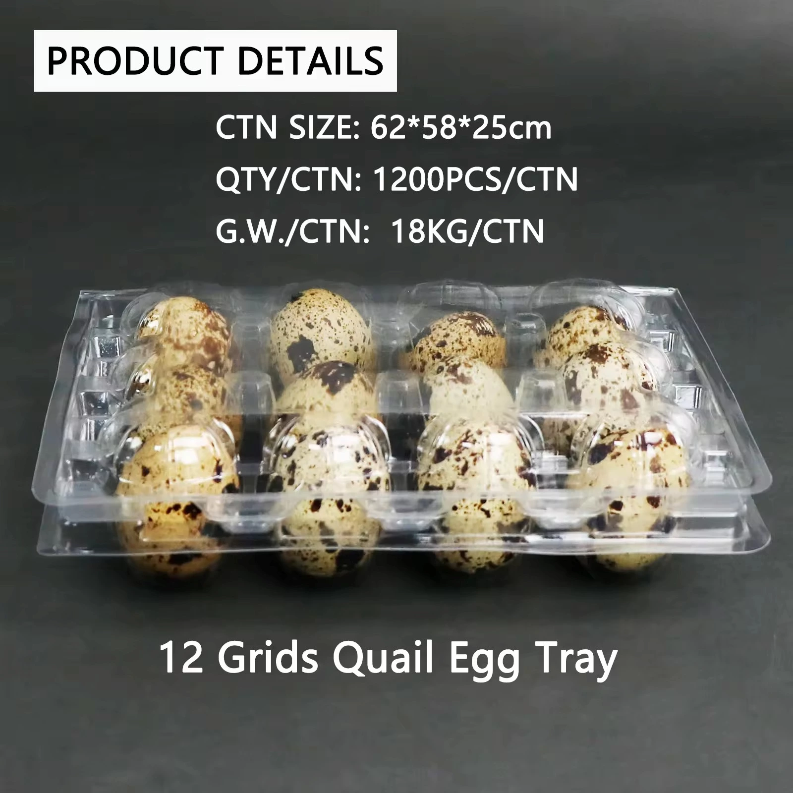 Plastic Quail Egg Cartons for Sale - 12 Cell Egg Packaging Trays