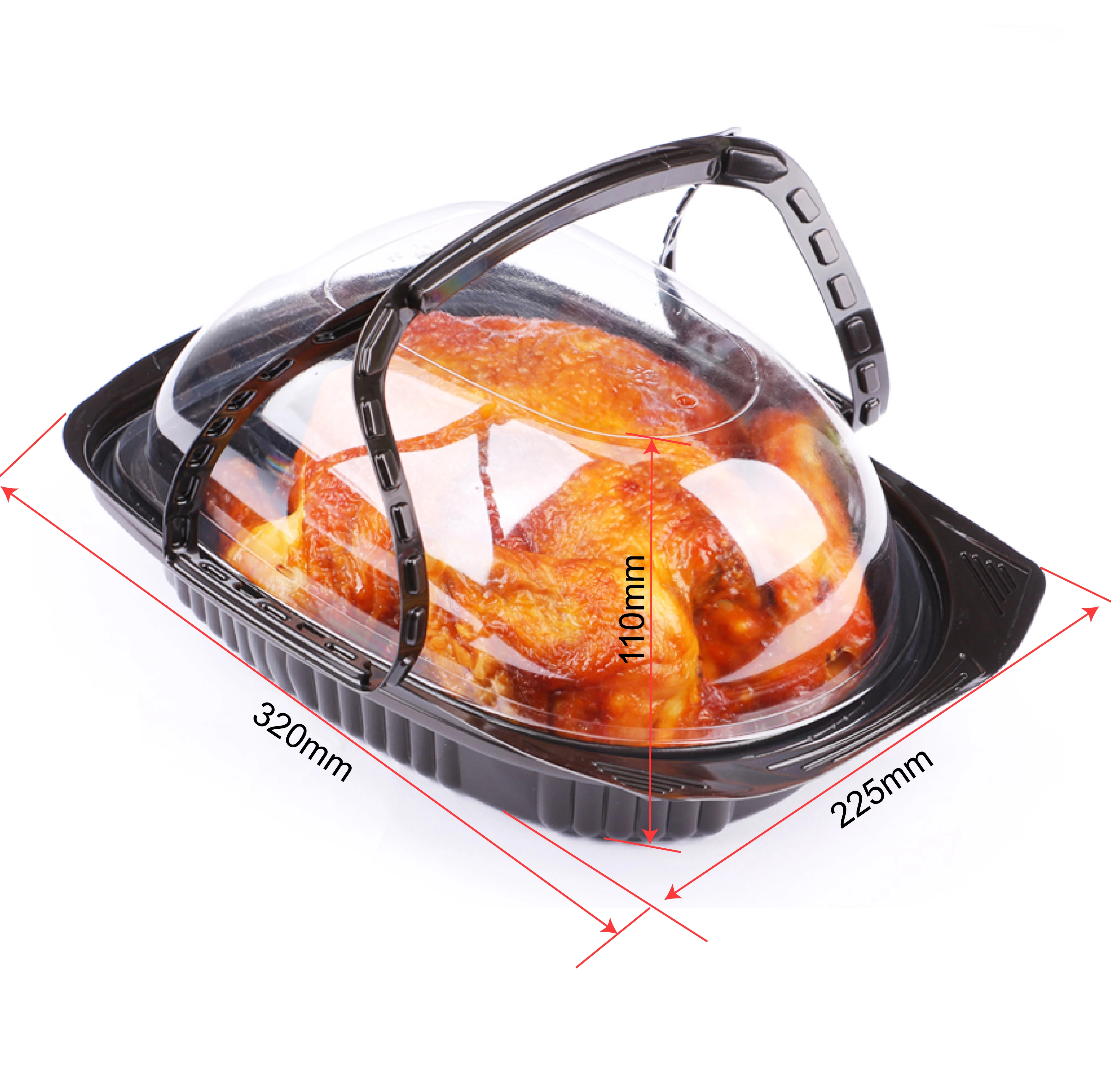 Rotisserie Chicken Container with handle /Clear High Dome Lid