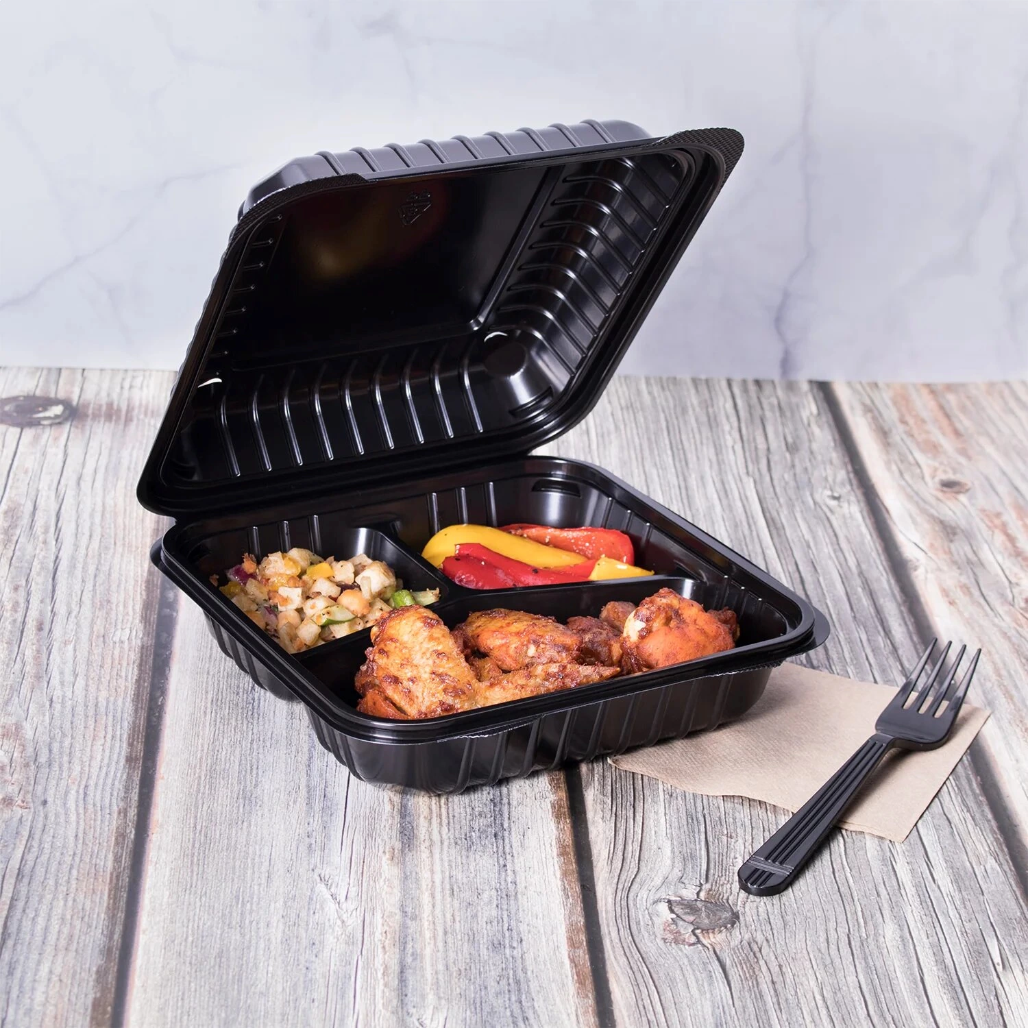 9*9 Inch 1-Com Biodegradable Takeaway Box Food Container