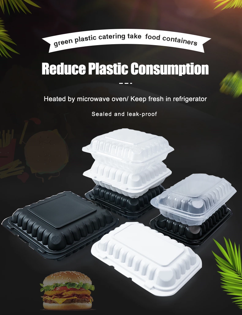 9*9 Inch 3-Com Biodegradable Takeaway Box Food Container