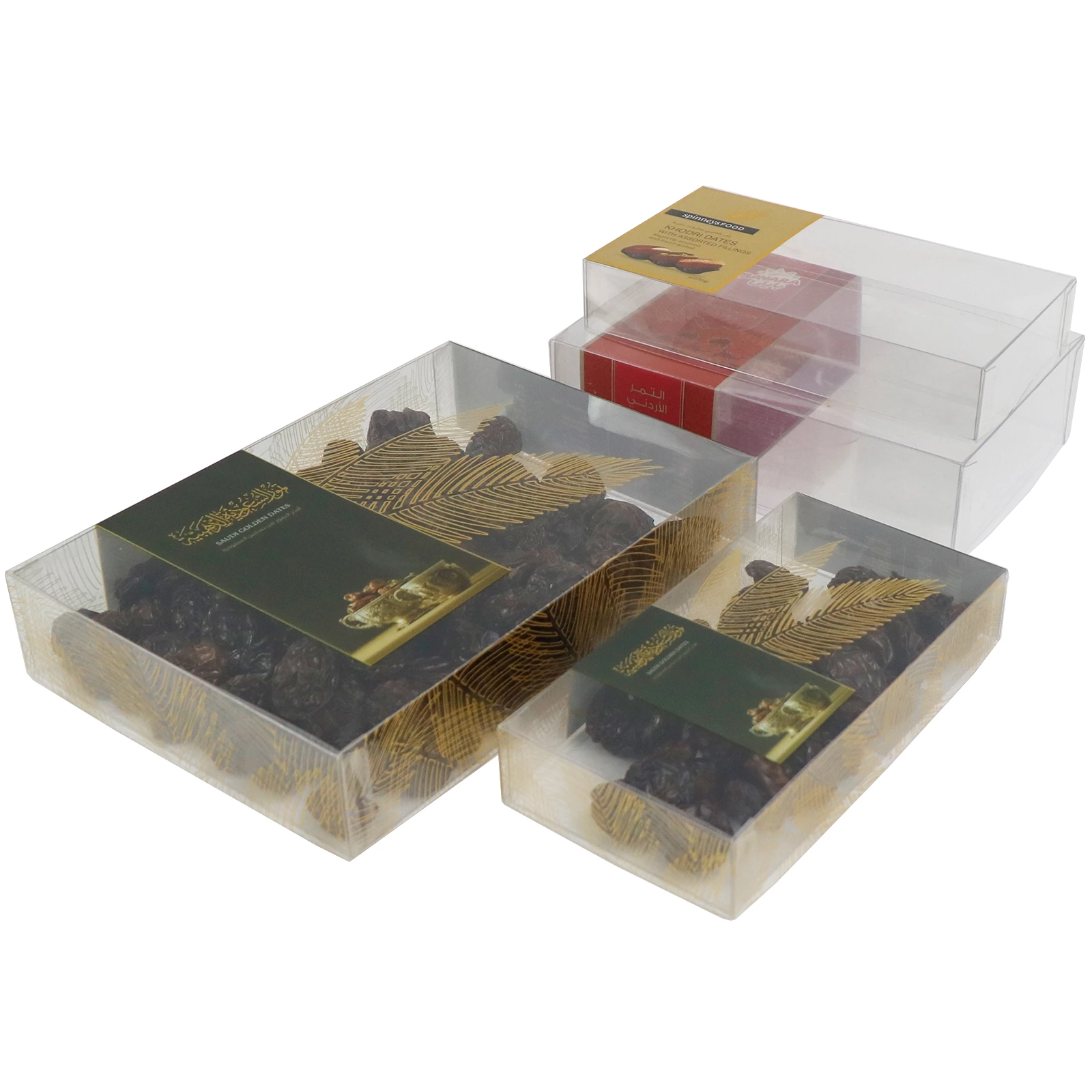 Wholesale printed plastic PET packaging box with seperate for food saudi date box