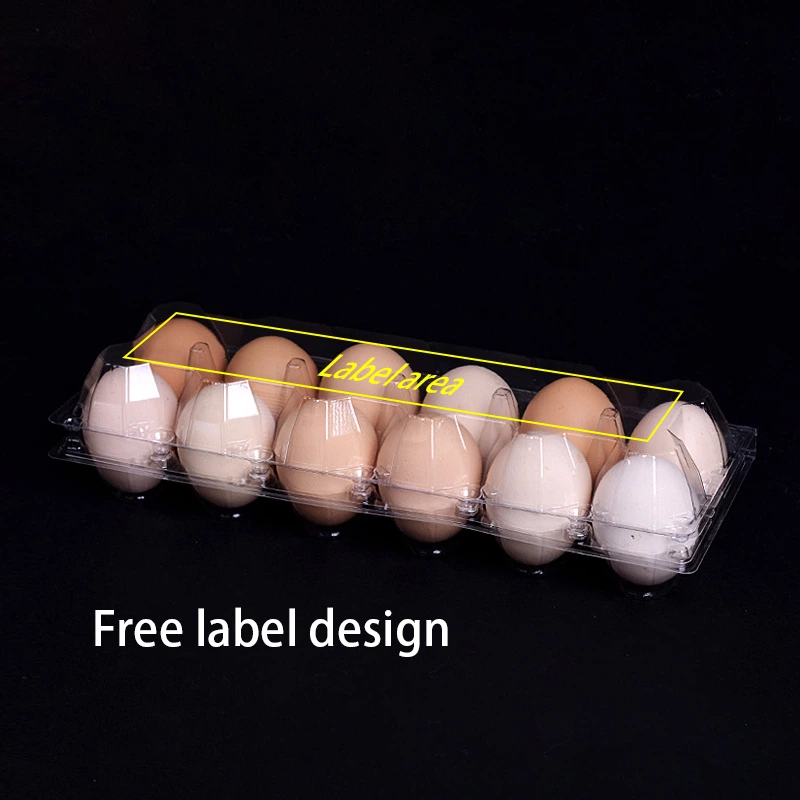 600/case Egg Cartons, Clear Plastic Cartons For Standard Dozen Eggs