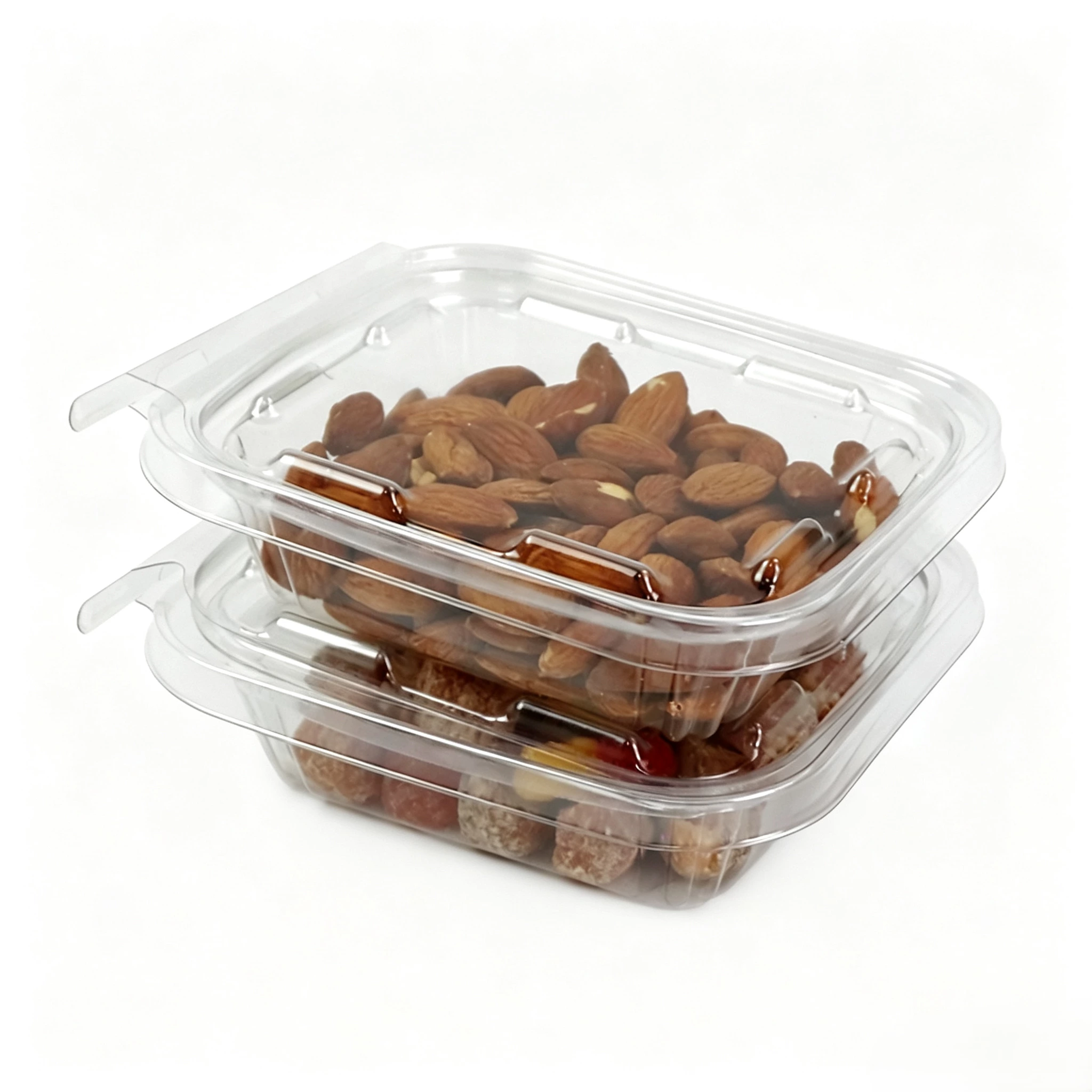 8‑64oz Tamper‑Resistant Clear Hinged Square PET Container Wholesale