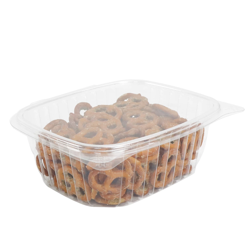 24oz PET hinged clamshell snack container